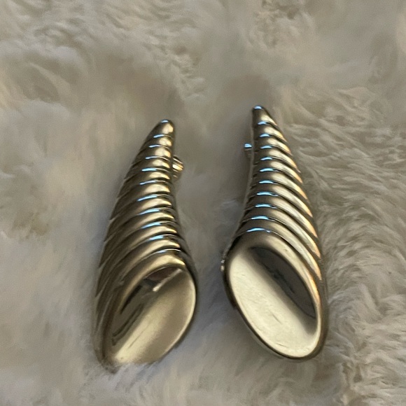Horn of plenty silver tone clip earrings
